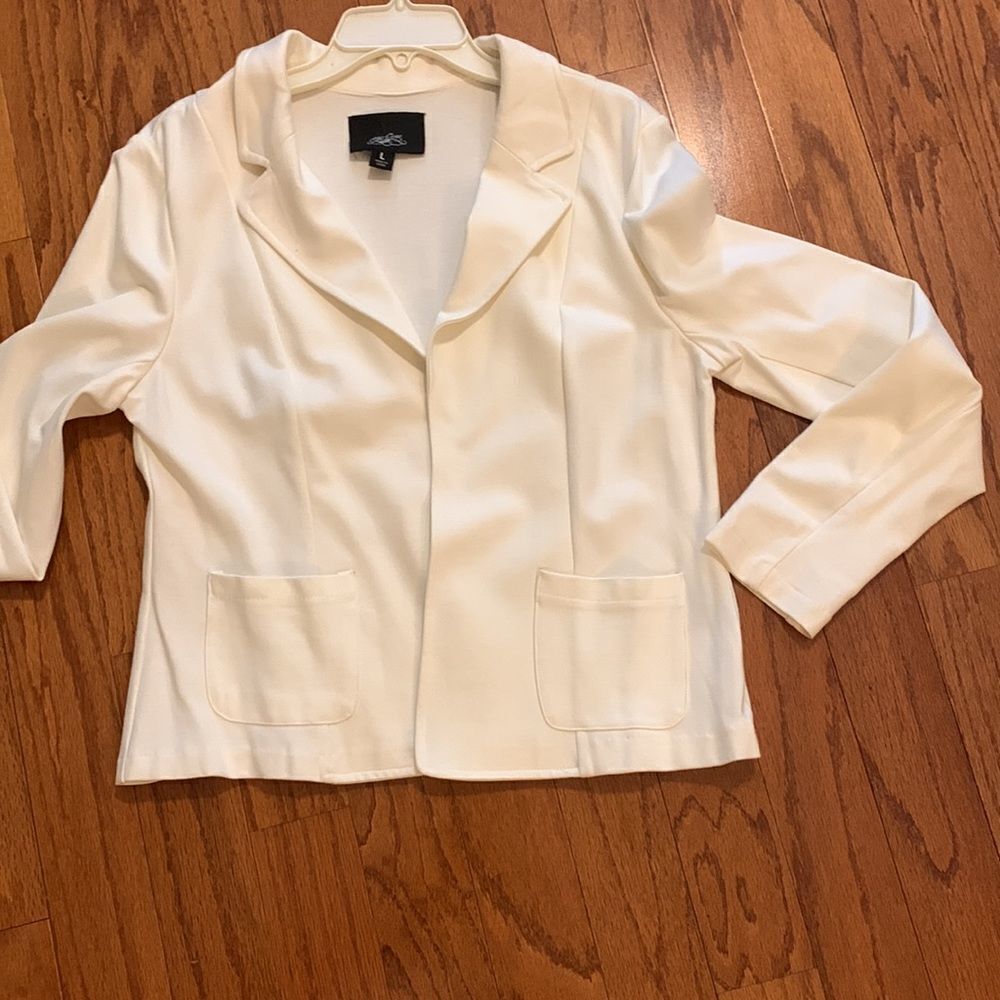 ONE5ONE Size LARGE cream open-front cream color jacket - Picture 5 of 7